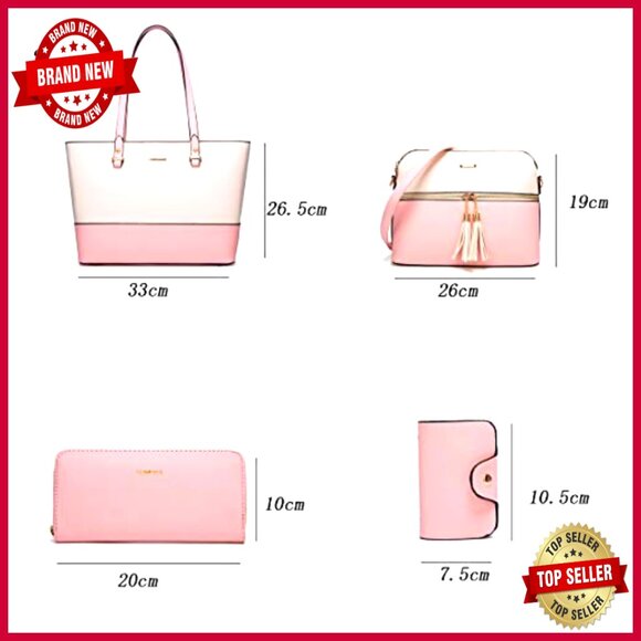 Synthetic Leather Tote Set with Crossbody Bag, Wallet, and Cosmetic Case - Picture 6 of 7